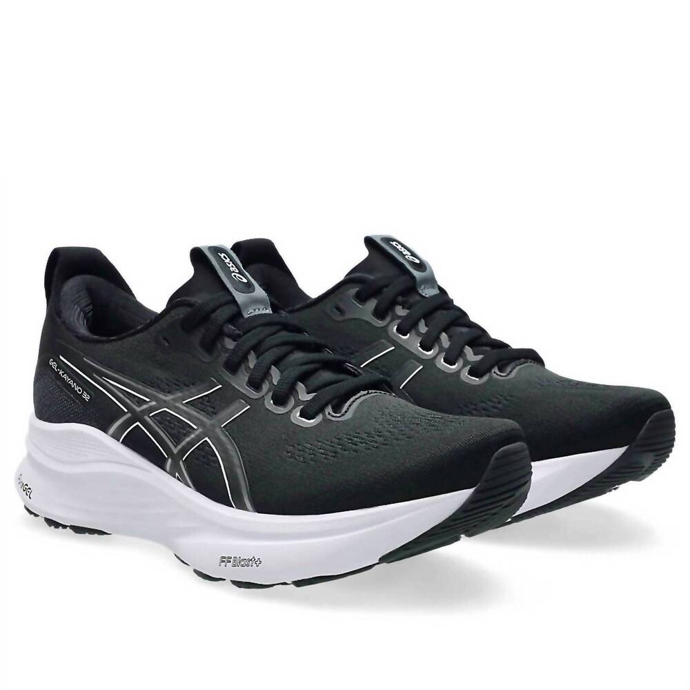 NEW ASICS women's kayano 32 running shoes - wide in black/white